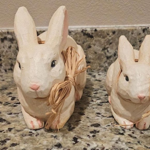Other - Pair of White Rabbit Figurines